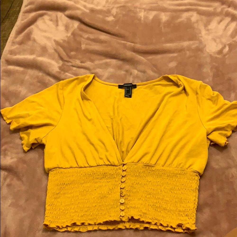 Low cut mustard crop top